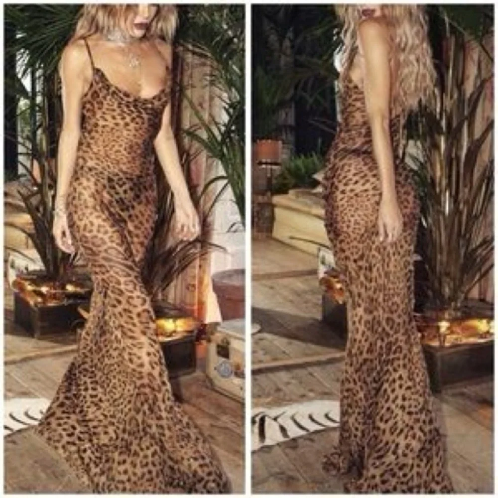 KOIR Elegant Leopard Print Maxi Dress Ronny kobo Like - Picture 3 of 6
